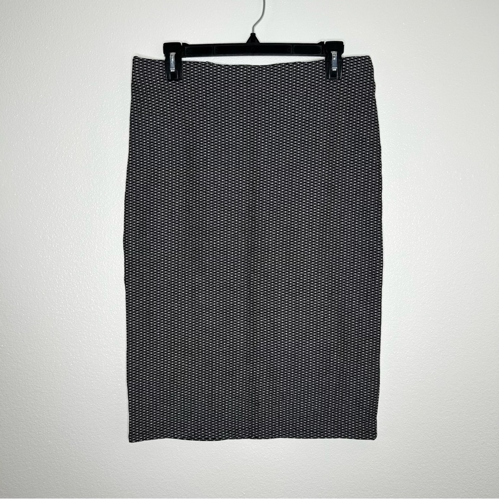 LOFT Womens Black Patterned Stretch Midi Bodycon Pencil Skirt Size M EUC